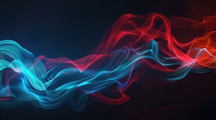 Wall Mural - This is an image of a flowing pink and blue wave with a dark background.