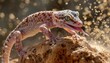 A gecko with sticky toe pads clings to a rock face, its long tongue darting out to snatch stray dust and debris, leaving its patterned skin spotless