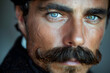 © ELmidoi-AI - Close up portrait of a confident and stylish man with a mustache.