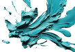 Turquoise and teal paint stroke on solid white background, generative AI