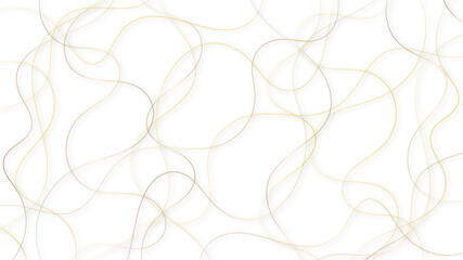 Poster - Colorful random pattern line stroke on a transparent background. Decorative golden pattern with tangled curved lines. Random chaotic lines abstract geometric pattern vector background.	
