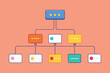 Diagram of a Family Tree on Pink Background, Data flowcharts, Simple and minimalist flat Vector Illustration