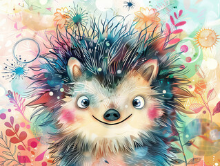 Wall Mural - Whimsical abstract hedgehog