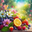 fresh fruit salad with flowers