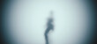 Black paranormal female figure pose fog frosted glass horror Halloween silhouette 3d illustration render digital rendering	