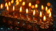 A Hanukkah background with candles and a menorah (traditional candelabra)