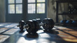 © Mr - close up of a dumbbell weights. AI generative.
