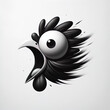 Minimalistisches lustiges Huhn in schwarz weiß