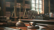 Judge gavel, Law books and scales of justice on desk in lawyer office. Legal justice	