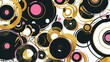 © Yahor Shylau  - abstract amarat background with thin gold and black and white and pink contours of uneven circles and ovals.