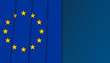 EU Europe Union flag background, banner, wallpaper for text. Europe patriotic template golden stars and blue field	