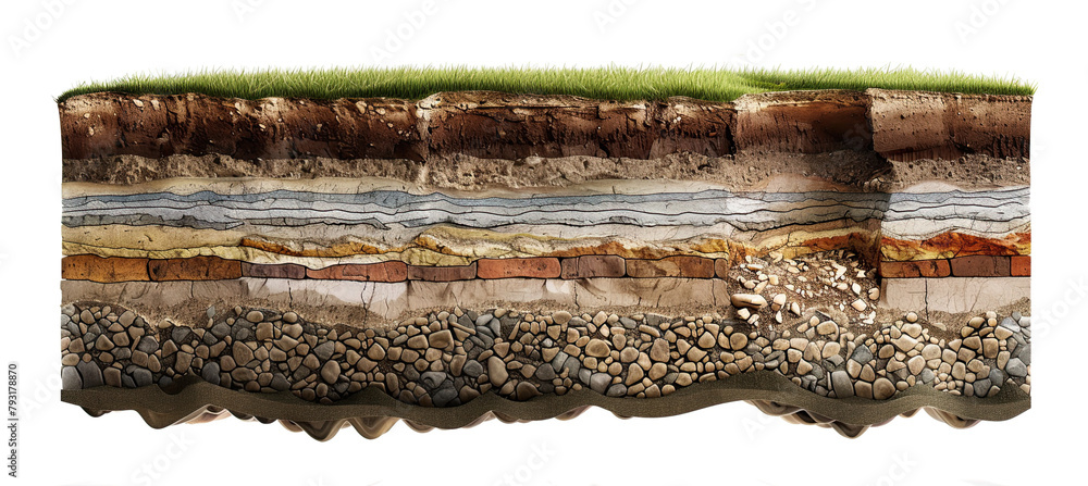 Section of soil with underground water, layers of earth and rocks Stock ...