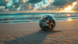 © Visual Craft - miniature globe in sand with ocean in the background, earth, discovery and world symbol (1)