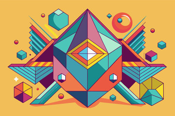 Fototapete - Abstract geometric shapes outline