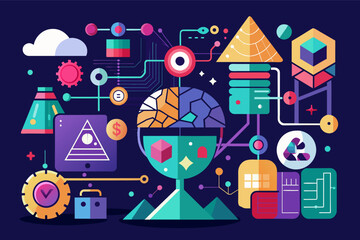 Fototapete - Abstract representations of AI algorithms