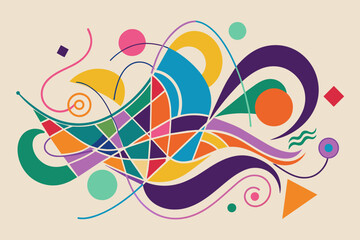Aufkleber - Abstract single line art of abstract shapes