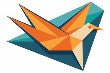 Aufkleber - A classic envelope icon redesigned to resemble a origami bird, symbolizing communication and creativity.
