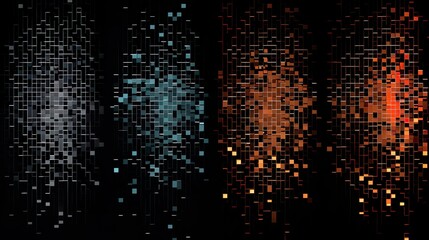 Poster - Digitalized image with alternating warm and cool pixelated patterns depicting a technological or data-focused concept