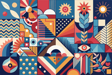 Poster - A collage template featuring abstract patterns and geometric shapes
