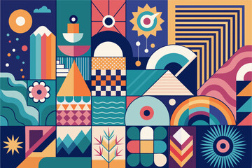 Aufkleber - A collage template featuring abstract patterns and geometric shapes