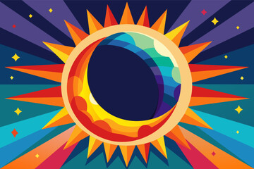 Wall Mural - a colorful illustration of a solar eclipse