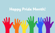 Happy pride month lgbt multiracial hands.