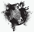 vector drawing of a zebra head in a circle with spots and splashes of black paint. suitable for logo or symbol