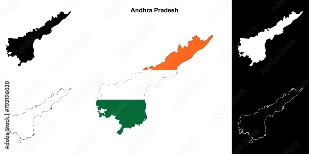 Andhra Pradesh state outline map set Stock Vector | Adobe Stock