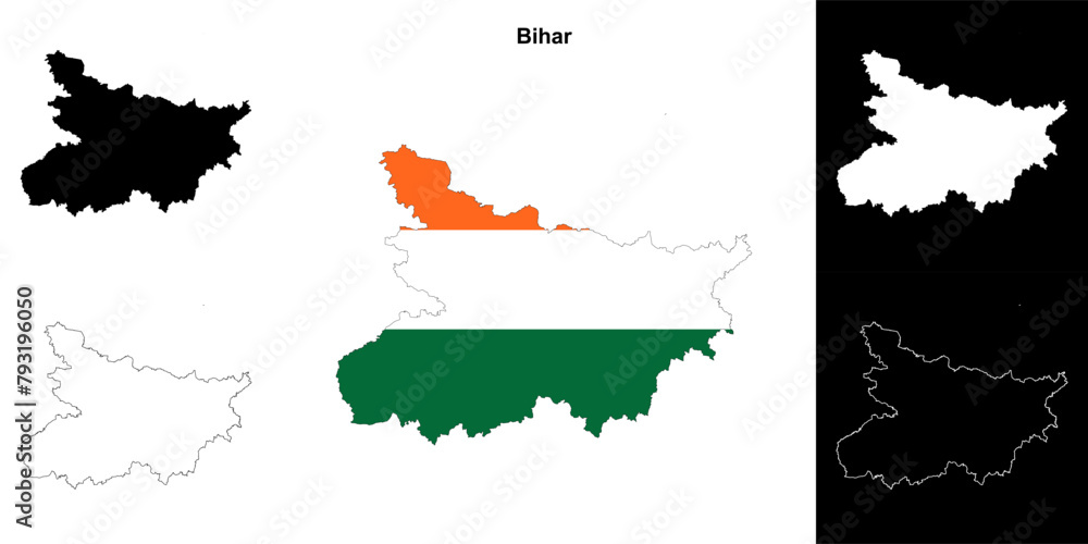 Bihar state outline map set Stock Vector | Adobe Stock