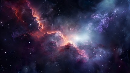Wall Mural - a majestic deep space nebula, highlighting a bright core surrounded by radiant gases and speckled wi