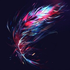 Sticker - A colorful feather with a blue and red tip