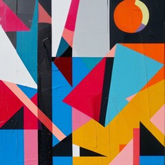 Poster - Abstract geometric art with bold colors and sharp, clean lines.