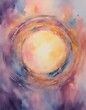 Vibrant and detailed watercolor painting of circles, artistic display of color and form, Generative AI.
