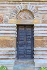 Wall Mural - Closed Black Door at Lazarica Church Tower in Krusevac Serbia