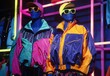 1980s neon fashion trend: bold, electric colors.