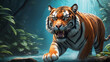 Grand, Exciting, Artistic, Stunning, and Uncommon Illustration of Tiger Feline Cinematic Adventure, Abstract D Wallpaper.