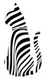 Sitting cat silhouette logo png. Abstract cat drawn with lines. Minimalistic illustration of a pet. Cat waiting for owner with tail up.