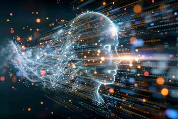 Fototapete - Envisioning the Digital Mind: An AI Neural Network Interfaced with Data and Binary Code, Symbolizing the Frontier of Cognitive Computing, Generative AI