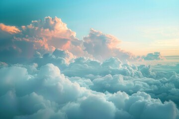 Wall Mural - Panoramic cloudy sky with fluffy clouds - picturesque background for design projects