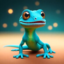 A Blue Lizard Sitting On A Brown Surface, A Cerulean Gecko,