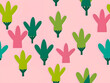 Vector blue and green springy clip art illustration for kids on a pink background
