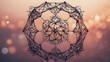 Abstract polygonal flower wireframe with mesh net dots lines and connections .  AI generated image, ai.
