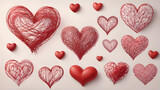 Fototapeta  - Love, Valentine's Day concepts.  Red Heart elements background for love concept design. AI generated image