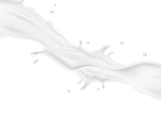 Wall Mural - milk splash pattern. 3d realistic yogurt wave border on white background. vector milky flow package 