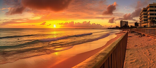 Poster - Sunrise over beach in Cancun