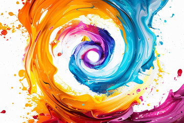 Wall Mural - colorful swirls of paint in the style of a cartoon, vibrant colors against a white background, abstr