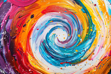 Wall Mural - colorful swirls of paint in the style of a cartoon, vibrant colors against a white background, abstr