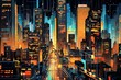 Neon Circuit Cityscapes: Urban Tech Abstracts with Electrifying Highlights