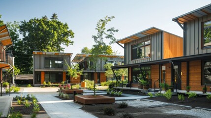Poster - Row of Houses With Trees in the Background