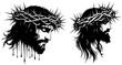 Jesus Christ Savior Messiah Son of God, vector illustration silhouette for laser cutting cnc, engraving, religious icon, clipart black shape